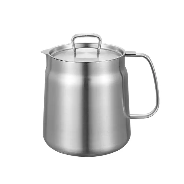 Série de pots à huile filtrants PURECOOK en acier inoxydable 304 - Ensemble de 3 pièces de pots à huile filtrants en acier inoxydable 304 de 2,0 L (avec couvercle en acier inoxydable, tamis pour égoutter l'huile et panier friture)