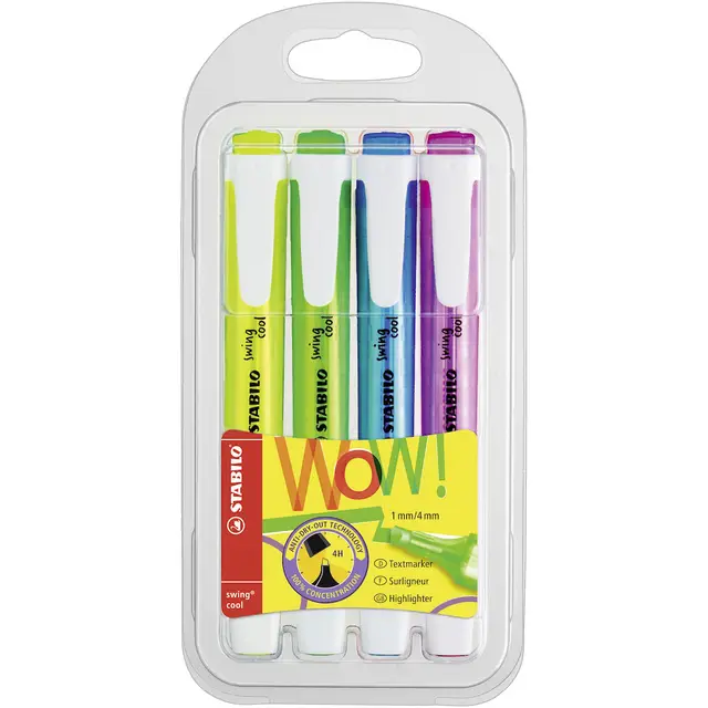 STABILO Swing Cool - Highlighter - Pack of 4 - Assorted Colours