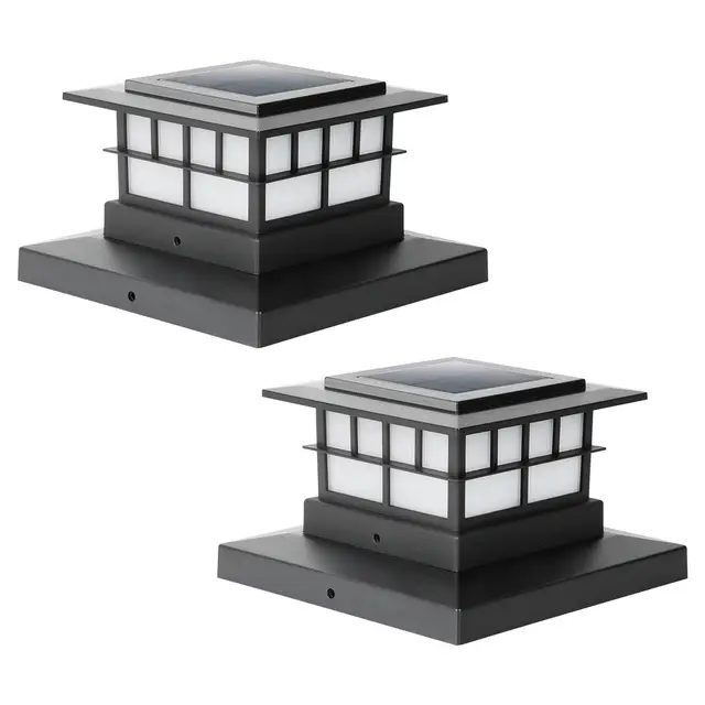 LUTEC 2-Piece Solar Pole Cover & Fence Light, IP65 Waterproof, 3000K Warm White LED for 4x4, 5x5, 6x6 Wooden/Vinyl Poles, Garden & Deck Decoration