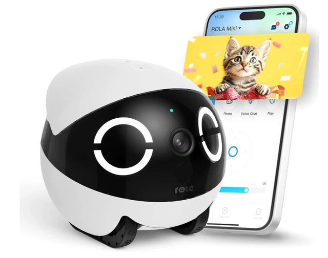 ENABOT ROLA Mini 2K Haustierüberwachungsroboter – Weißes Modell, HD-Überwachung, Fernbegleitung, Echtzeitinteraktion