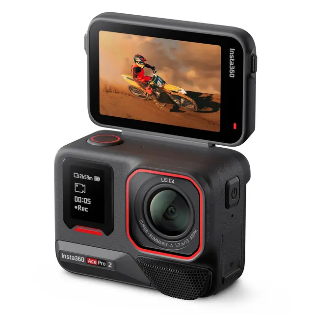 Insta360 Ace Pro 2er-Pack Doppelakku – Wasserdichte 8K Action-Kamera mit Leica, 1/1,3-Zoll-Sensor, Dual-KI-Chip, Hervorragende Low-Light-Qualität, Fortschrittliche Audiofunktionen, Klappbares Display, KI-Edition