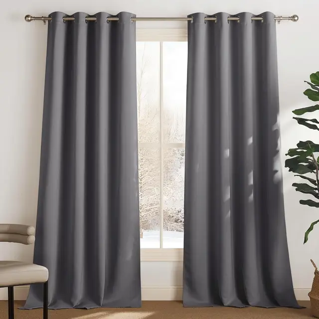 PONY DANCE Blackout Curtains with Eyelet, 2 Panels W140 x L245cm (W55 x L96inch), Grey