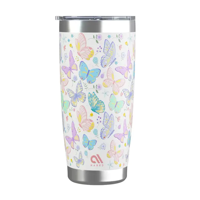 Hared 20oz Auto-Reisebecher - Weißer Schmetterling