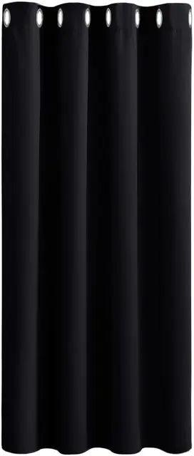 PONY DANCE Eyelet Blackout Curtains, W 52 x L 54 inches, 1 Panel, Black