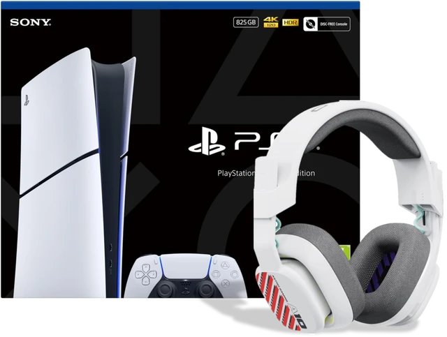 Sony PlayStation 5 Console - Digital Edition - Slim version + LOGITECH ASTRO A10 Gen2 Wired Gaming Headset Bundle - White