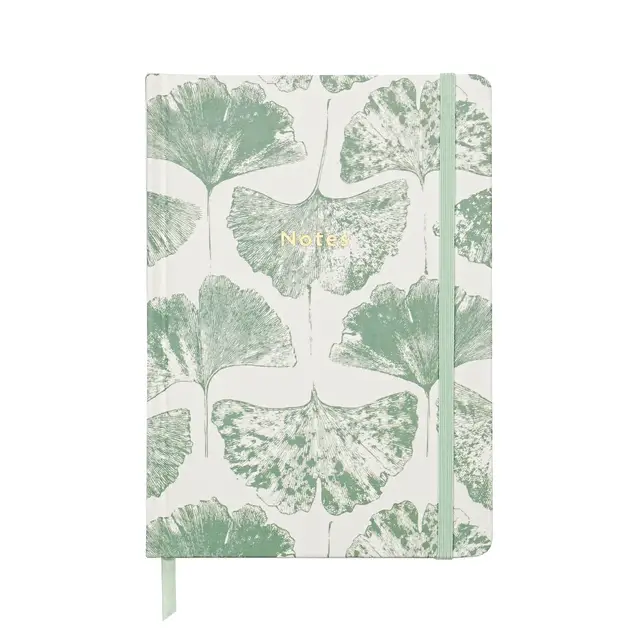 Jubiluu A5 Elegant Fabric Hardcover Lined Notebook - 96 Sheets (100g offset paper), Bookmark & Elastic Band - Classic Cream Ruled Journal for Writing, School, Office, and Gifts-Ginkgo Imprint