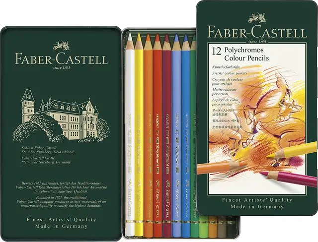 Faber-Castell Polychromos Colour Pencil, Tin of 12