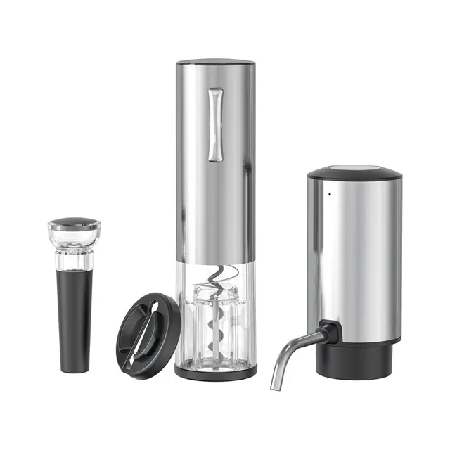 Cuisync Electric Wine Opener Gift Set With Aerator, Vacuum Stoppers, Foil Cutter - 4-in-1 Rechargeable Bottle Opener for Wine Lovers