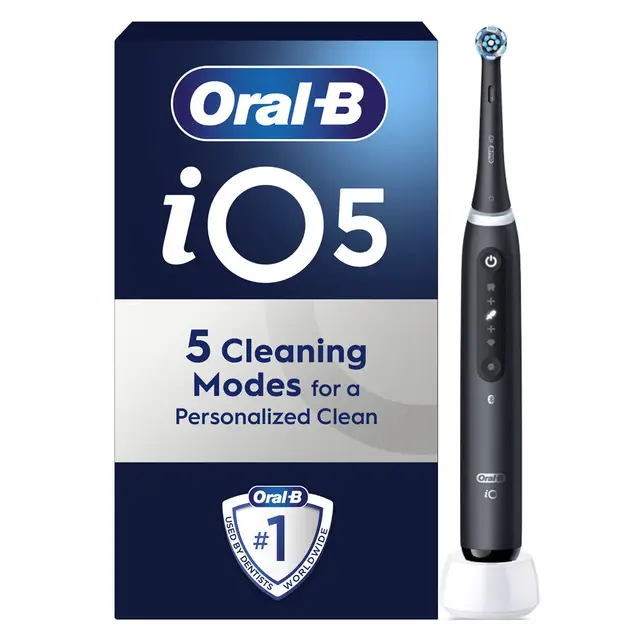Oral-B iO5 Adult Electric Toothbrush, 1 Toothbrush Head, 5 Modes With Teeth Whitening, UK 2 Pin Plug, Black