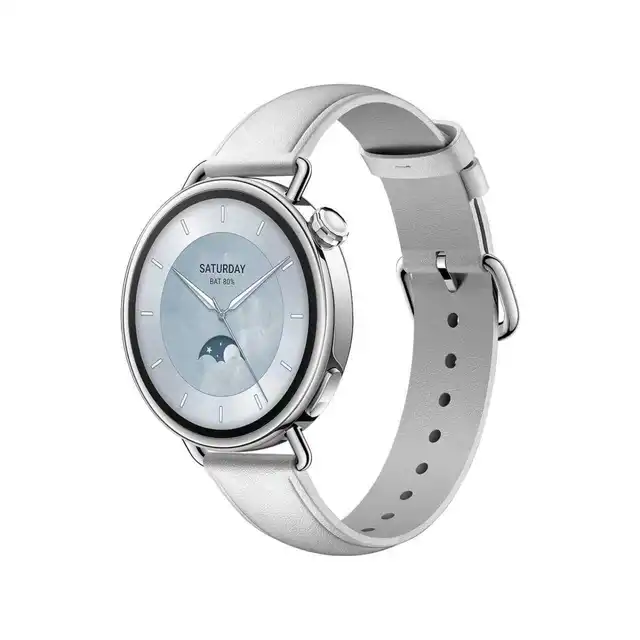 Xiaomi Watch S4 41mm Smartwatch – Edelstahlgehäuse, 150+ Sportmodi, präzise Menstruationszyklus-Vorhersage, Sicherheits-Notruffunktion, HyperOS 3, Ultraleicht, Lederarmband (Weiß)