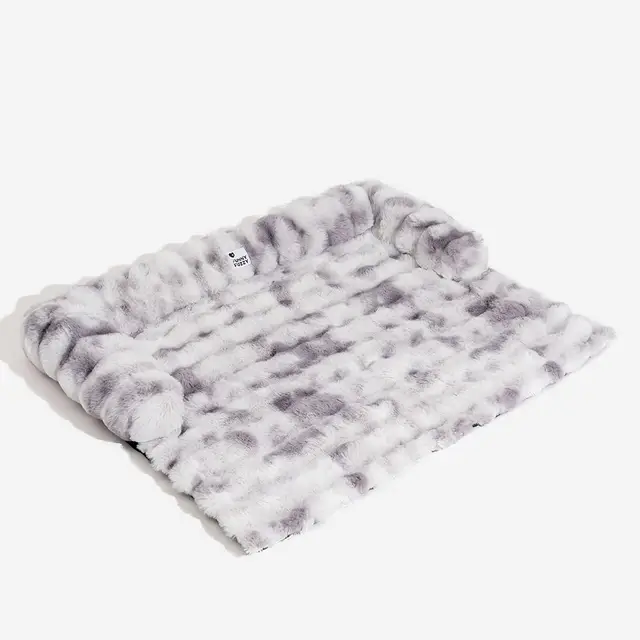 FunnyFuzzy Fluffy Plush Calming Dog Bed Sofa Protective Pet Mat Size M Tie Dye Gray