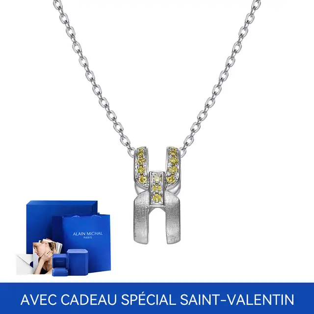 ALAIN MICHAL Intertwine Collier or givré avec diamants en pave Jaune avec cadeau spécial Saint-Valentin