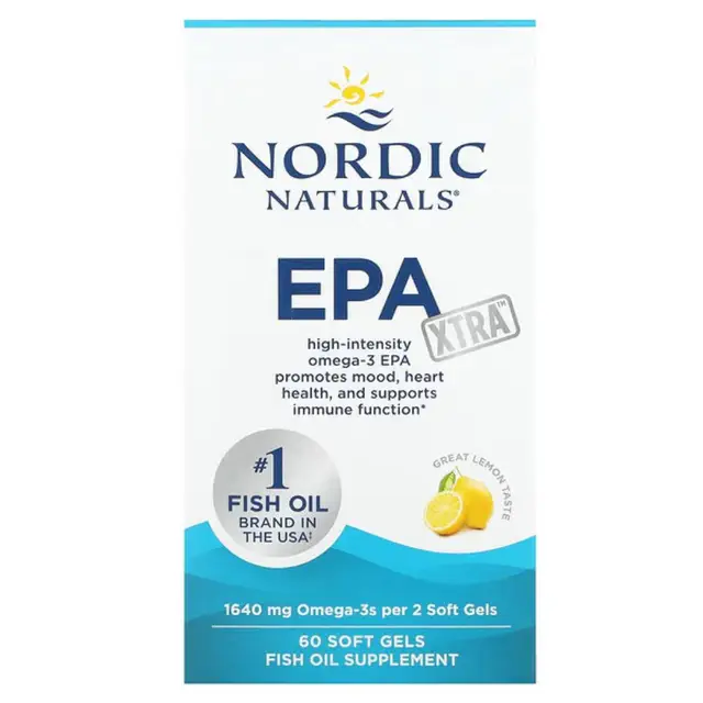Nordic Naturals Omega 3 Fish Oil EPA Heart Health 1640 mg Lemon - 60 Softgels