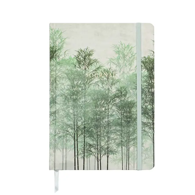 Jubiluu A5 Elegant Fabric Hardcover Lined Notebook - 96 Sheets (100g offset paper), Bookmark & Elastic Band - Classic Cream Ruled Journal for Writing, School, Office, and Gifts-Misty Forest