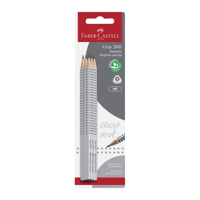 Faber-Castell Grip 2001 Graphite HB Pencil, Set of 6
