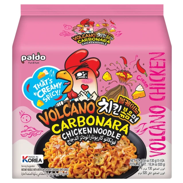 paldo Volcano Carbonara Chicken Noodle 130g (4 pack)