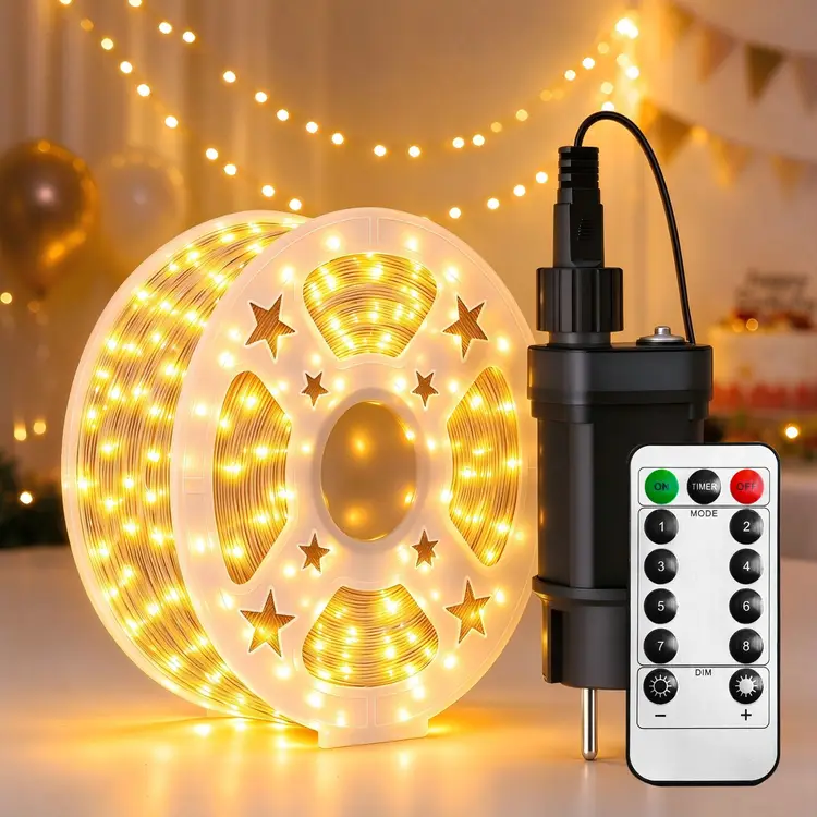 FIVMEN LED Kupferdraht Lichterkette Außen mit 8 Modi Fernbedienung Drahtlichterkette mit Stecker IP44 Wasserdicht Weihnachtslichterkette für Weihnachtsdeko Halloween und Party 150m, 1500LED Warmes Weiß | Spezial- & Dekorationsbeleuchtung