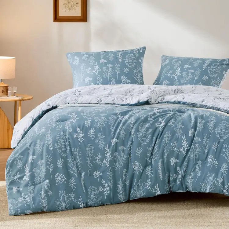 Bettdecken- und Kissenbezug-Set, weiche, für alle Jahreszeiten geeignete Bettdecke mit kuscheligem, gestepptem Füllmaterial, atmungsaktives Bettwäsche-Set für Schlafzimmer, Gästezimmer, Zuhause und den täglichen Gebrauch, pflegeleichtes, waschbares