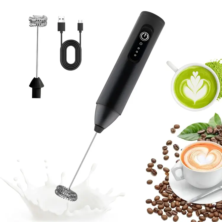 Milchaufschäumer Stab/Milchschäumer Elektrisch tragbarer mit Standfuß Kaffeebesen batteriebetriebener für Latte, Matcha-Tee, Cappuccino | Kaffeemaschinen