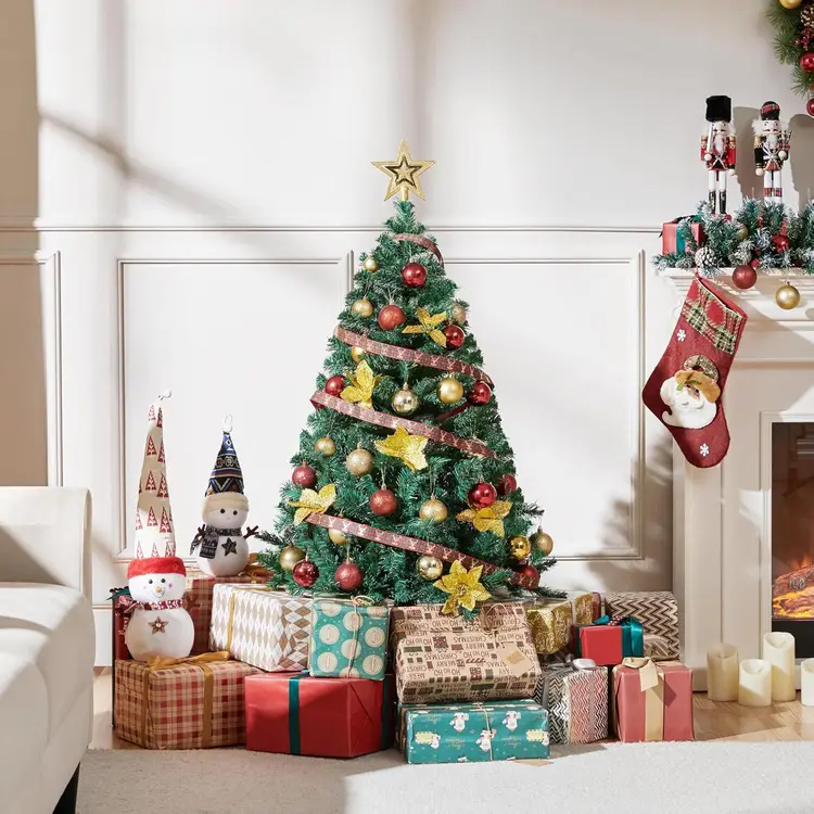 Yaheetech Knstlicher Weihnachtsbaum, 4 FT, mit klappbarem Stand,  lebensechte Dekoration, 208 PVC-Zweige, Grn | Weihnachten | Joybuy