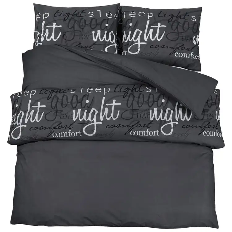 vidaXL Bettwäsche-Set Schwarz 220 × 240 cm Baumwolle | Laken & Kissenbezüge