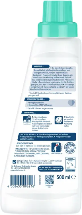 Dr. Beckmann Geruchsentferner, geeignet für alle Textilien - 500 ml | Fleckentferner