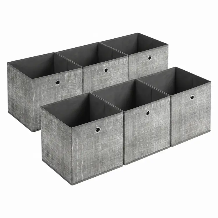 JOYFURNOS Faltbare Aufbewahrungsboxen, 6er-Set Stoffboxen, 30 x 30 x 30 cm, Passend für Würfelregale, Für Regale, Kleideraufbewahrung, Grau | Heimaufbewahrung