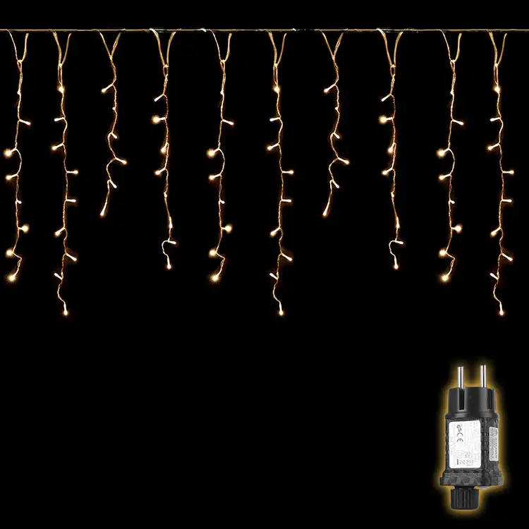 SALCAR 2m/5m/10m LED Eisregen Lichterkette Außen, 200er Lichtervorhang Fenster Weihnachten Beleuchtung Innen 31V mit 8 Beleuchtungsmodi und Memory-Funktion, Warmweiß 2m | Weihnachten