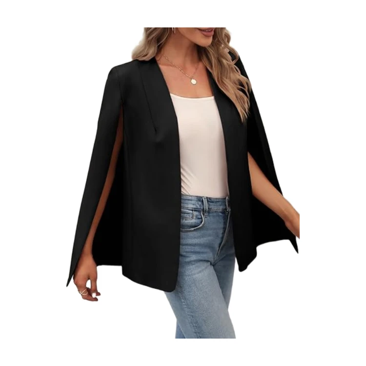 cape jacket black split sleeve blazer