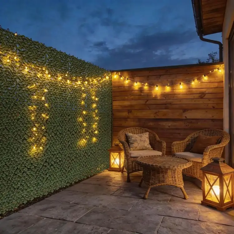 Künstliche Efeu Sichtschutz ,PE Hecke, 300/600/900cm lengths available, Dekorative künstliche Pflanzenwand 100x600cm | Dekorationszäune
