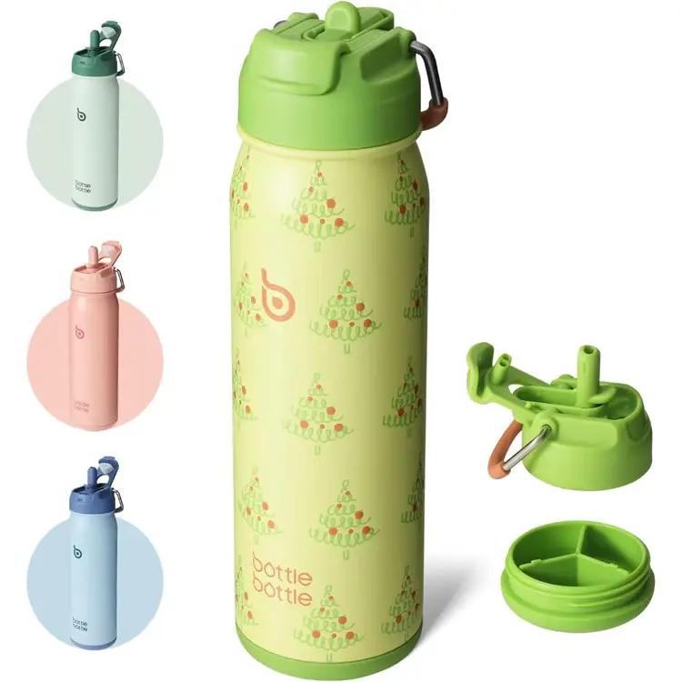 Edelstahl Isolierflasche Mit Strohhalm-Deckel & Griff – BPA-frei, Perfekt Für Sport, Fitness & Unterwegs