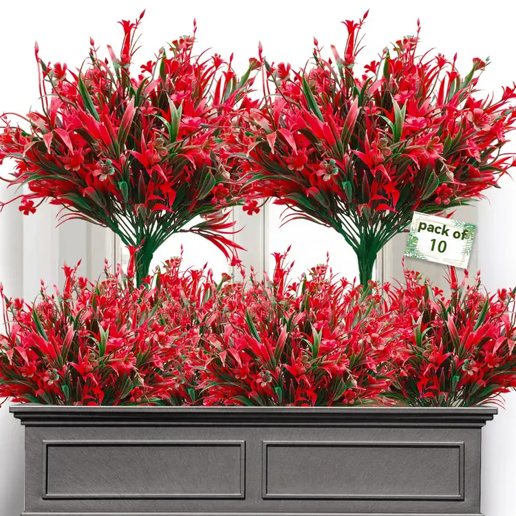 10 Stück 13,8 Zoll / 35 cm Outdoor-Kunstblumen, künstliche Pflanzenblumen, geeignet für Innen- und Außenbereich, zum Aufhängen, Fensterbox-Dekoration | Kunstblumen & Kunstpflanzen