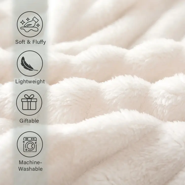 XLLX Kuschelige flauschige Decke, Gestreifte Flanelldecke, Couchdecke, Warme Überwurfdecke, Sofadecke, Vielseitige Decke für Bett, Sofa, Schlafzimmer, Büro, Superweiche Decke, Weiß 180x200 cm | Decken & Plaids