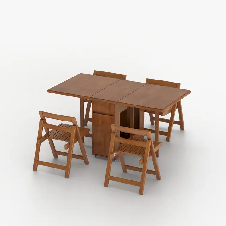 Klapptisch Walnuss 130/150cm, mit Stauraum und Rollen Klapptisch mit Stuhl Walnussfarbe 80D x 150W x 75H cm | Esstische