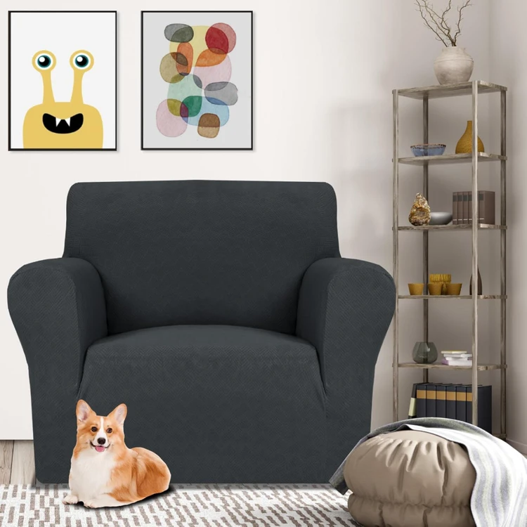 YSTYLE Stretch Sofabezug Husse, Couchbezüge für Couch Sofa, Möbelschutz Sofa mit elastischem Boden, 1-Sitzer, XLX, Dunkelgrau