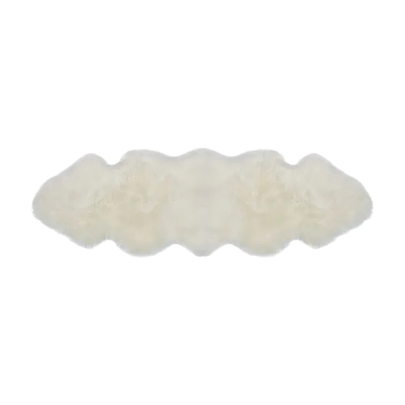 White Label Faux Wool Sheepskin Runner Rug, 60x150cm Soft Plush Accent ...