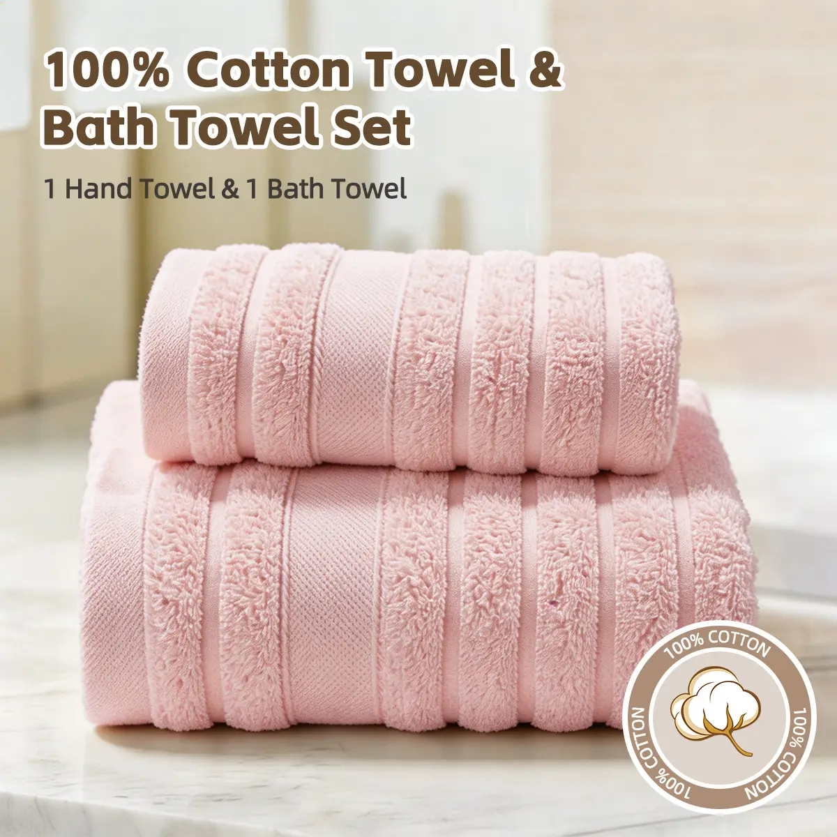 XLLX 2-teiliges Handtuch- & Badeset, 100 % Baumwolle, 1 Stück Badetuch & 1 Stück Handtuch, weiches und saugfähiges Handtuchset. Ideal für den täglichen Gebrauch. Auch in einem Badezimmer, Fitnessstudio, am Strand, Pool