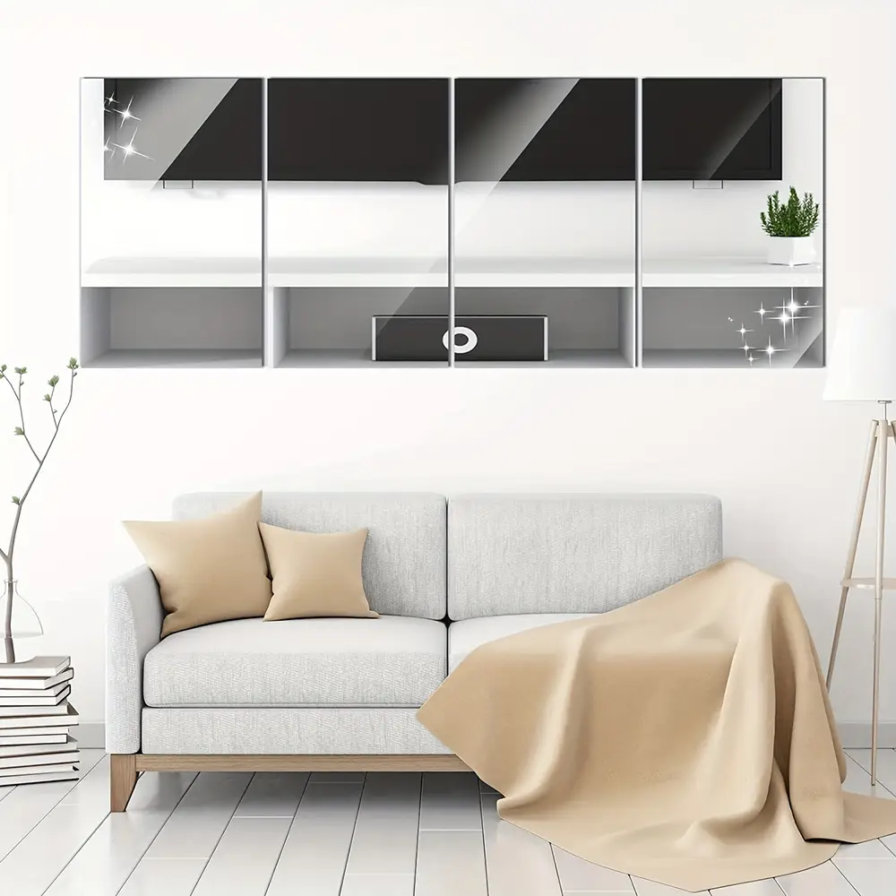 Pvc Sticker Mirror 6-piece pvc mirror stickers, can be spliced together, no drilling ...