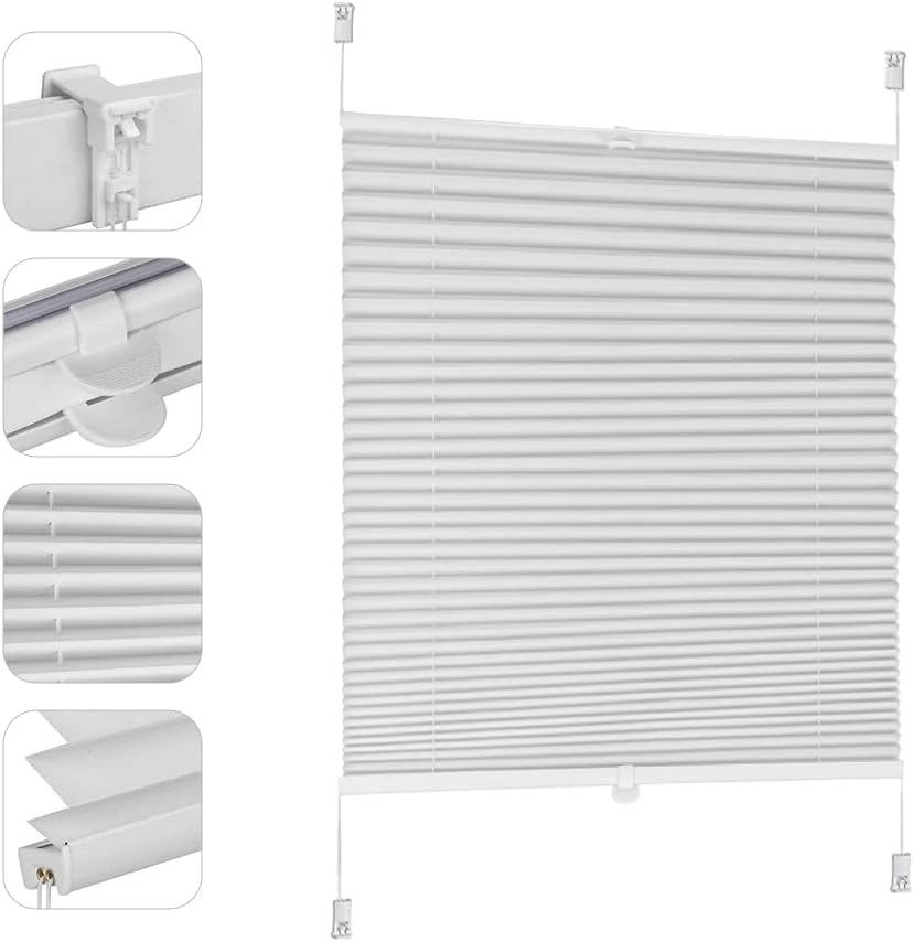 Store Plissé Nid D'Abeille Sekey 60 X 130 Cm – 100% Occultant, Sans Perçage, Klemmfix Blanc/Gris