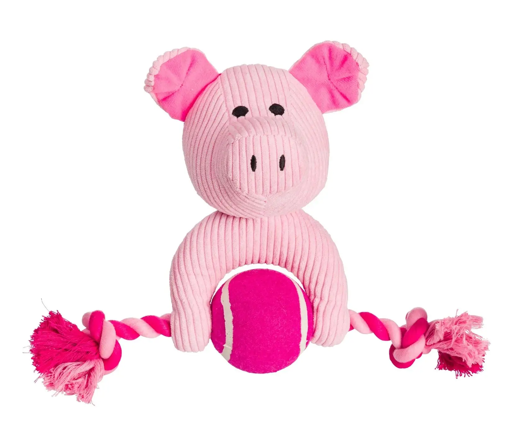 Pink Rope Toy House of Paws Pink Cord Pig Dog Toy with Tennis Ball and Rope | Toys ...