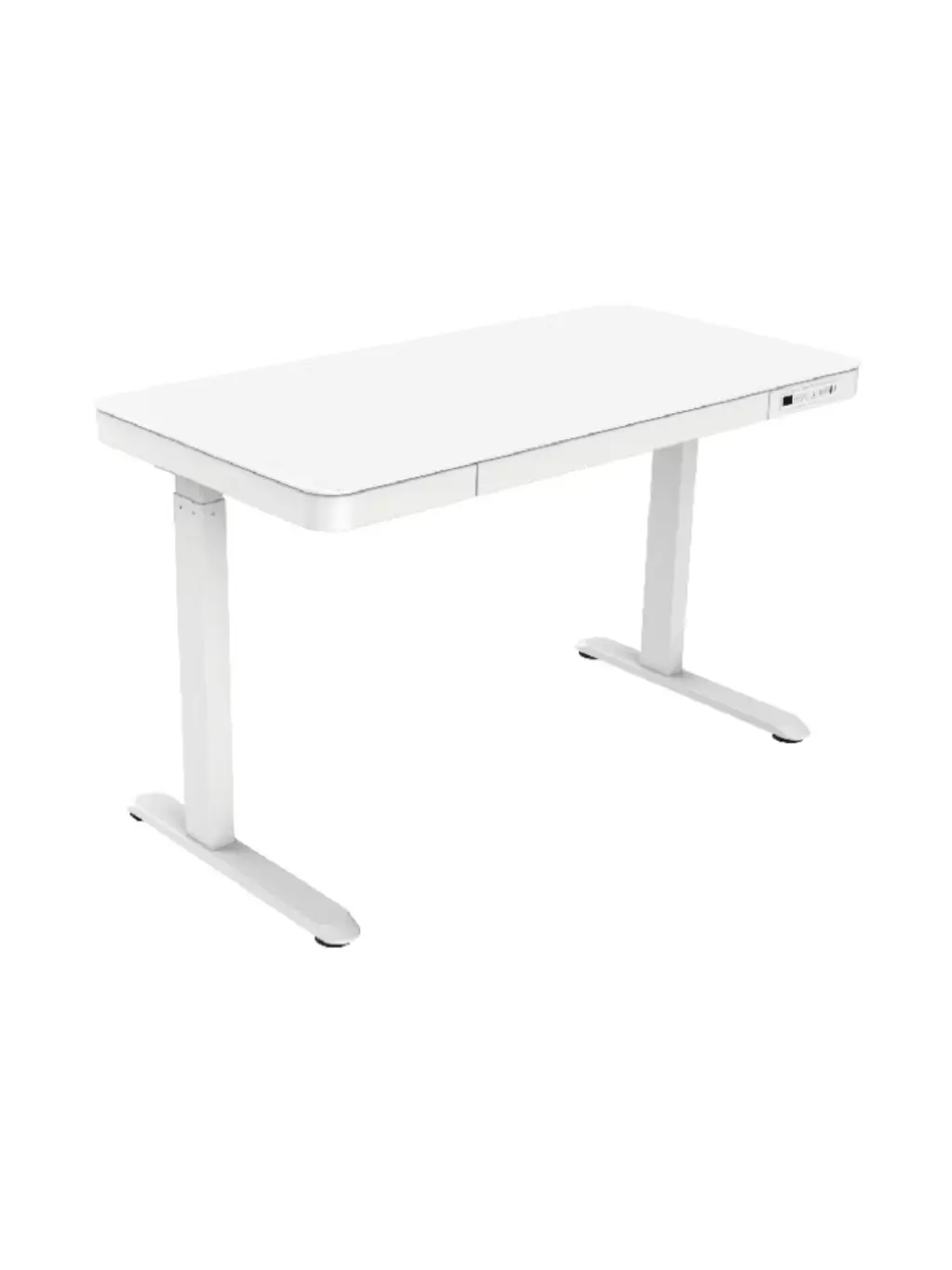JUMMICO In hoogte verstelbaar bureau met draadloos laadstation en eurostopcontact met USB, 140 x 70 cm, in hoogte verstelbaar, elektrische statafel met wielen, wit