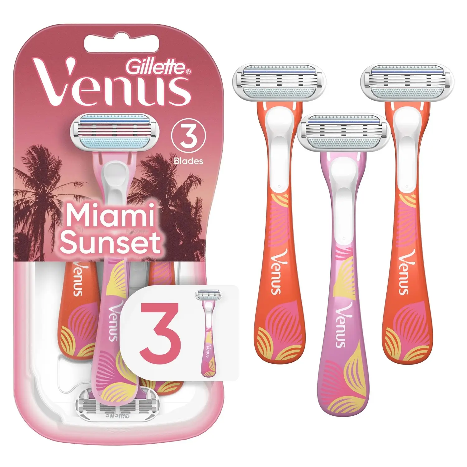 Venus Razor Collab Venus Smooth Disposable Razors Miami Sunset 3 Pack | Razors Blades | Joybuy