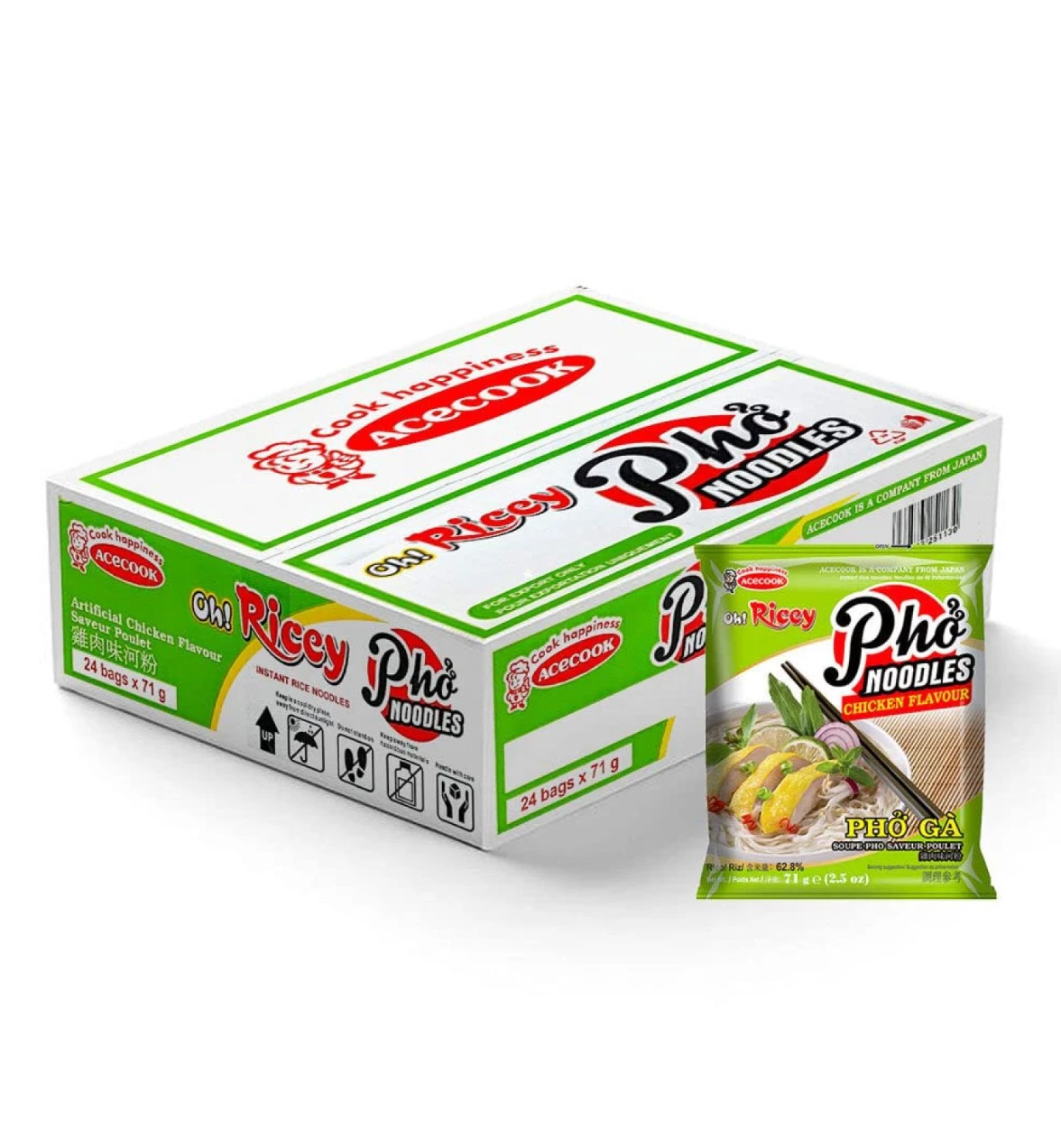 Instant rijstnoedels met kipsmaak Oh! Ricey 24 x 71 g | Rijst, pasta en ...