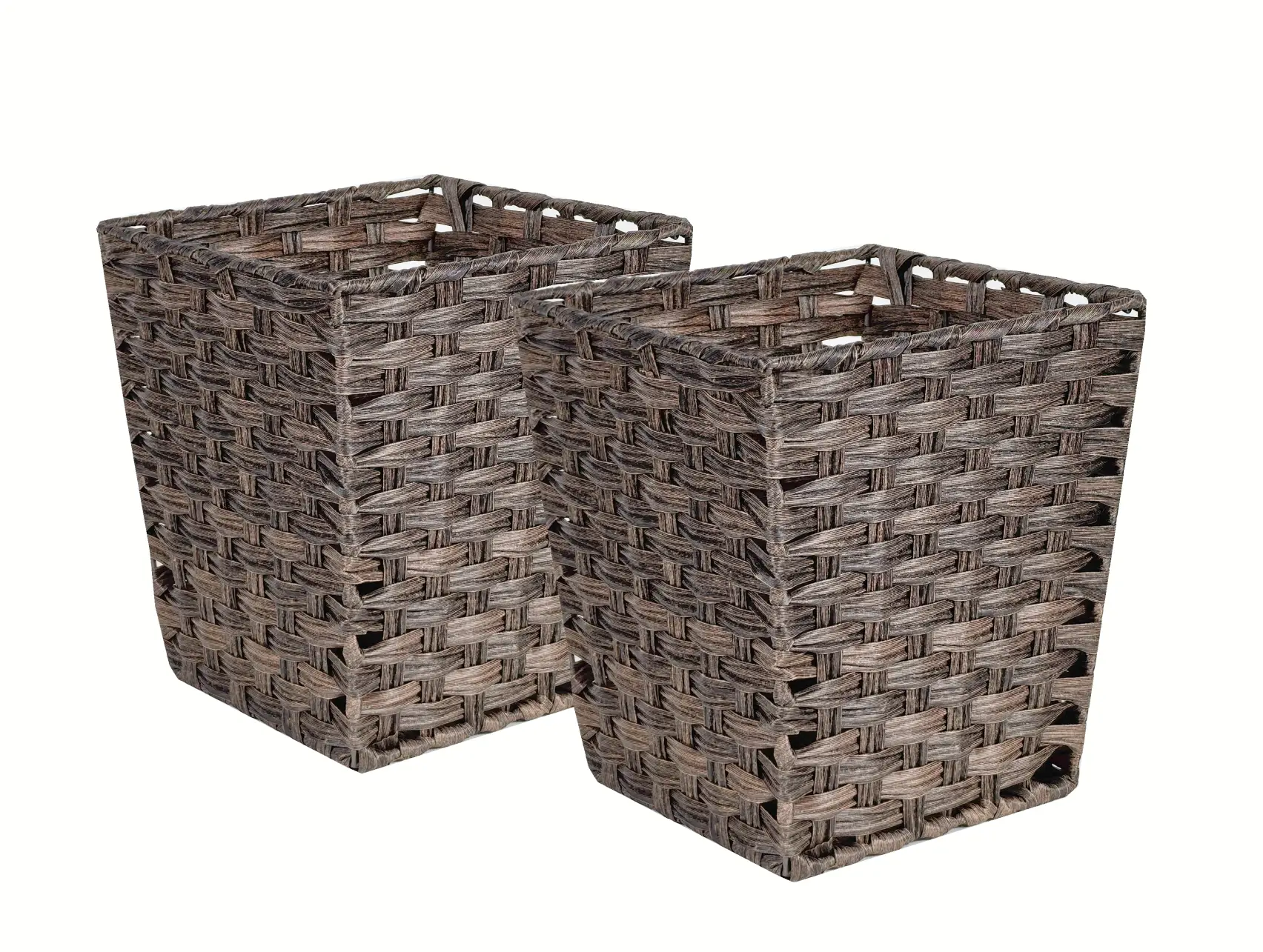 KEVAHOME 2er-Set Pfandkorb aus PP-imitiertem Rattan – dunkelbraun, 10 x 10 x 11 cm | Mülleimer