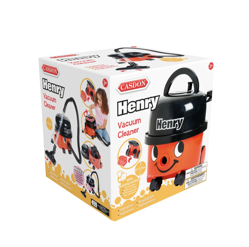 Casdon – Aspirateur Henry Fonctionnel – Rouge, Avec Buse, Aspiration Réelle – Kit De Nettoyage Enfant – Dès 3 Ans