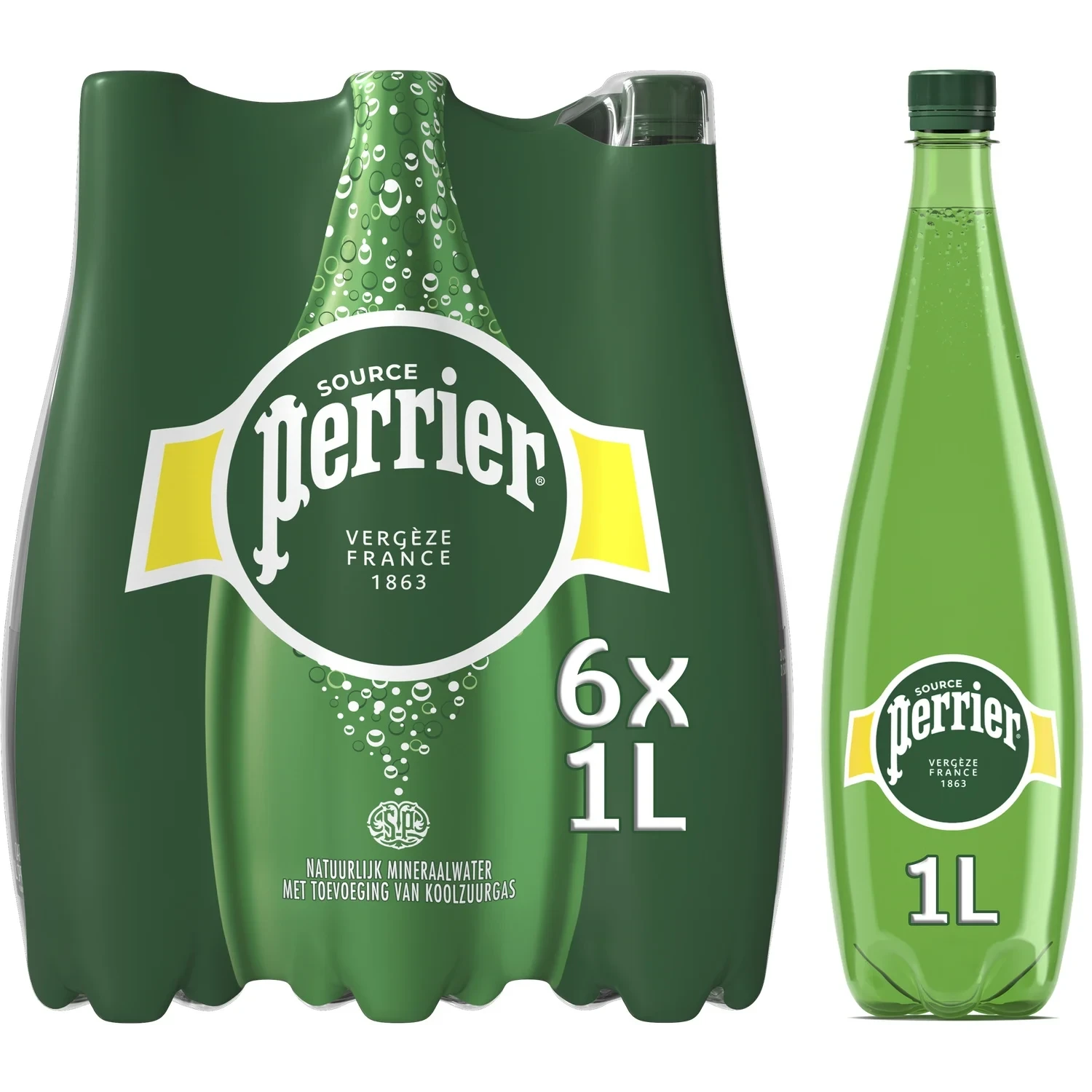 Perrier Eau gazeuse minérale naturelle - 6 x 1 L | Eau | Joybuy