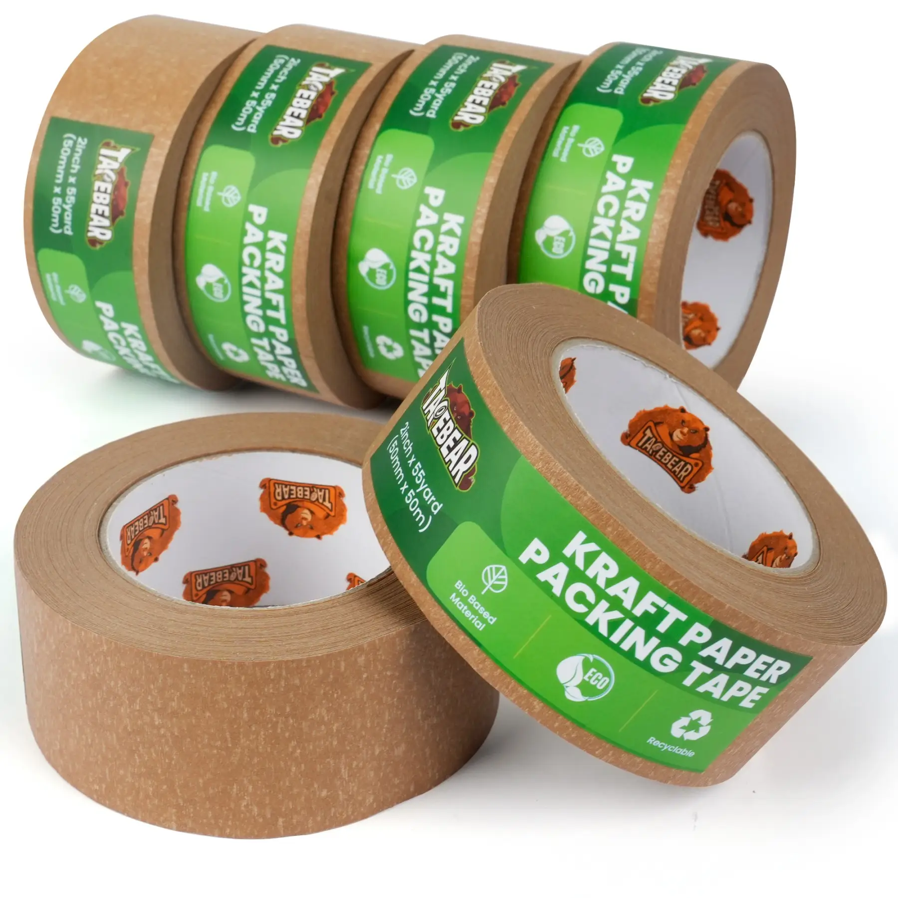 TAPEBEAR Eco-Friendly Kraft Packaging Tape 50 Mm X 50 M, Self-Adhesive