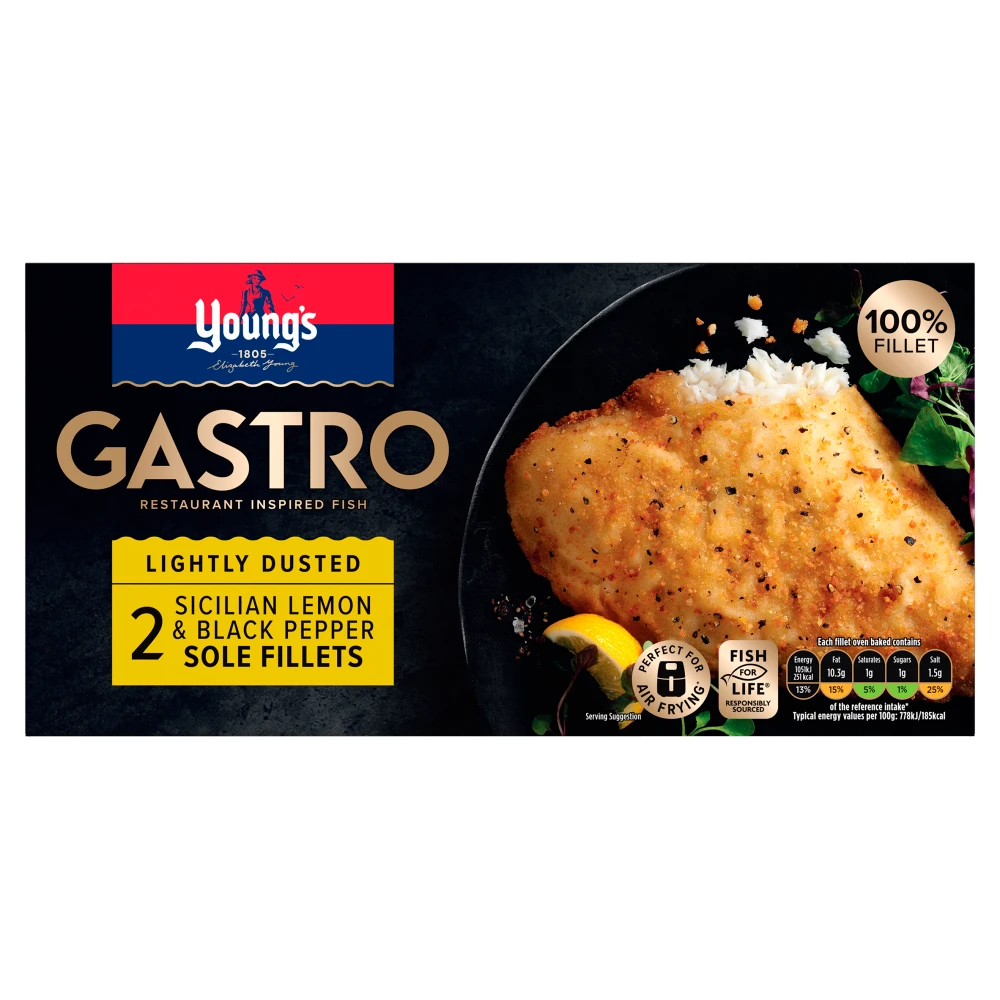 Young's Gastro 2 Sicilian Lemon & Black Pepper Sole Fillets 280g ...