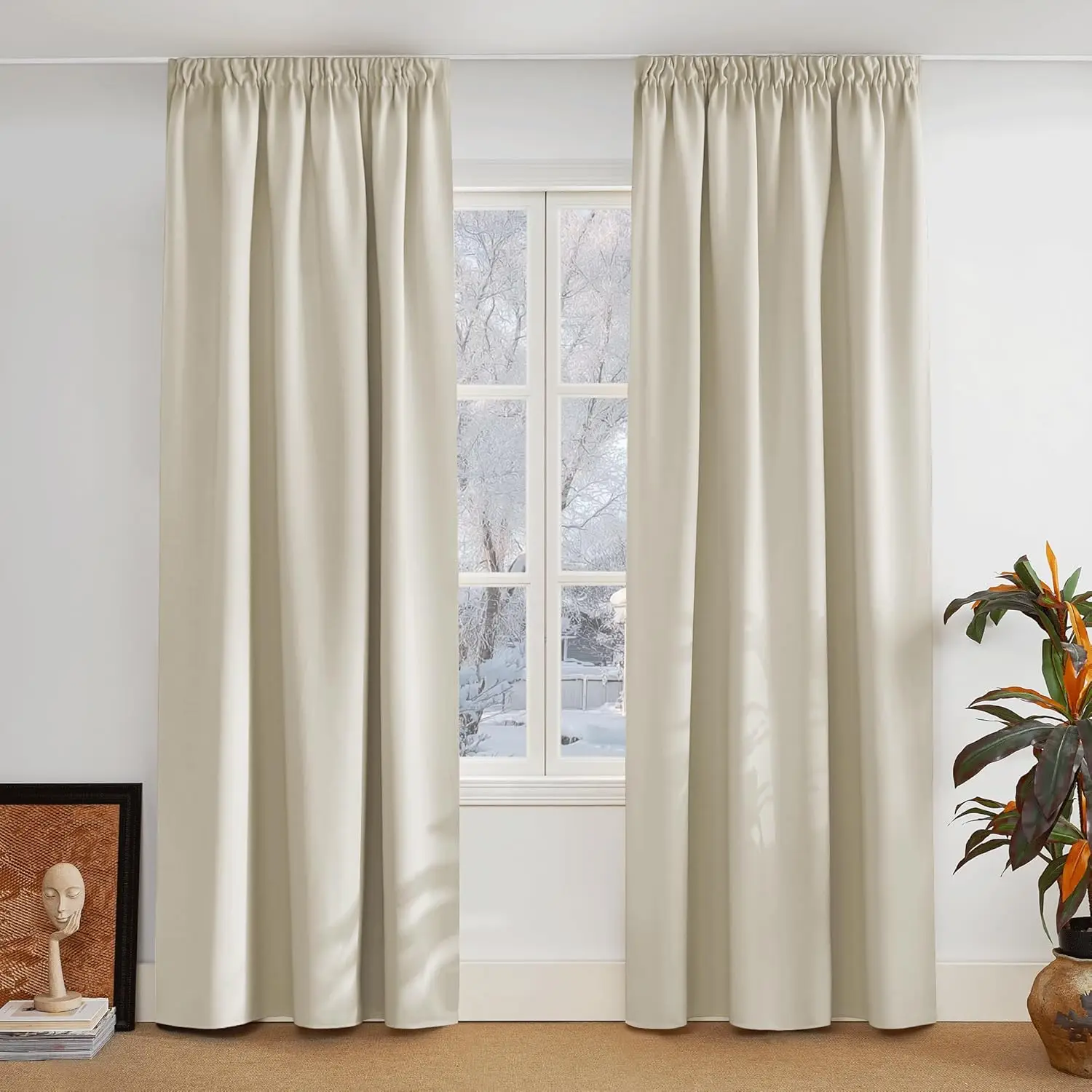 PONY DANCE Lot de 2 rideaux occultants extra larges à isolation thermique avec œillets pour chambre à coucher, hôtel, salon - 229 x 213 cm (l x L), vert sauge