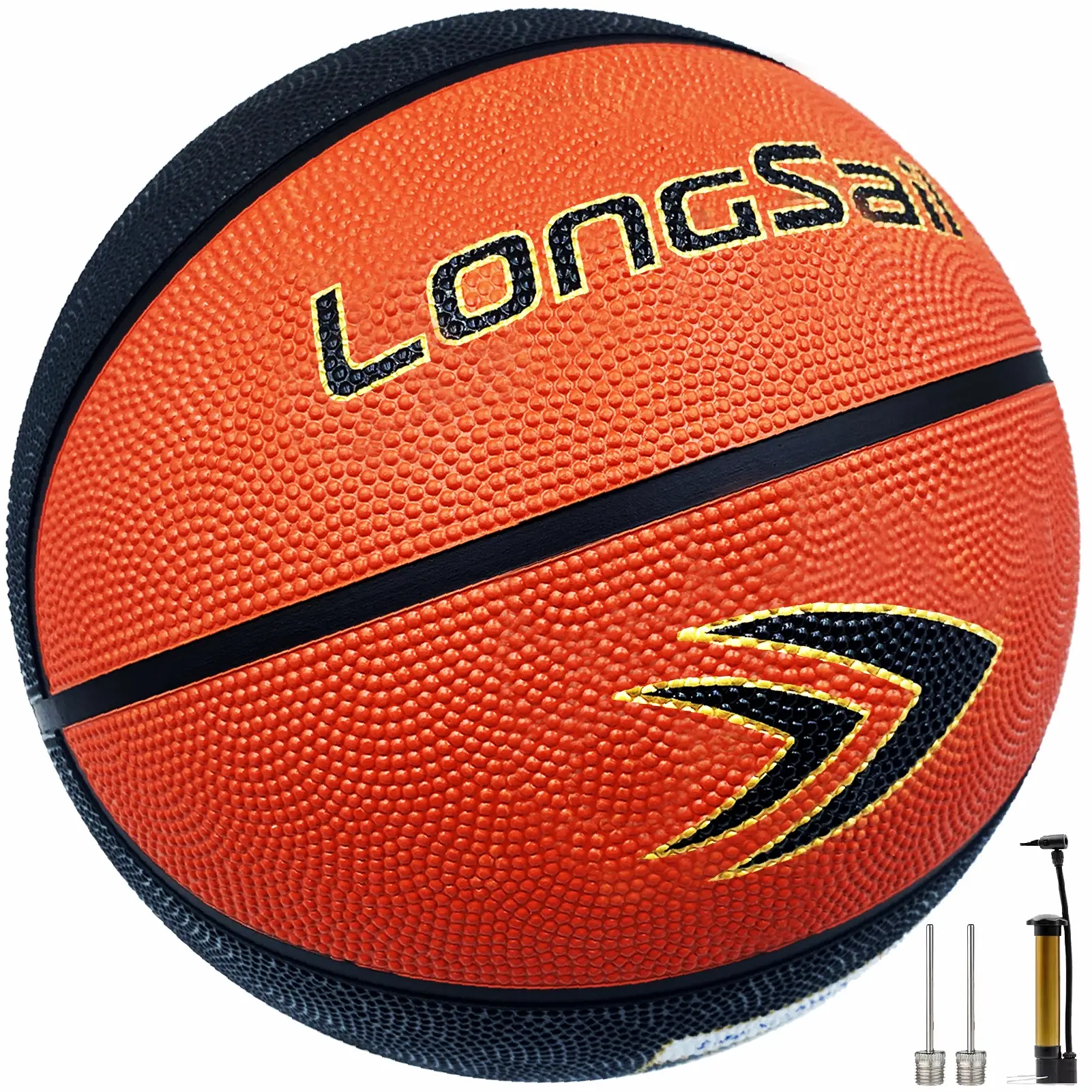 Fantecia Maat 5 Basketbal – Zwart Met Cirkellijn Patroon, Rubberen Bal Voor Jeugd & Junior, Incl. Pomp En Draagtas, Indoor/Outdoor